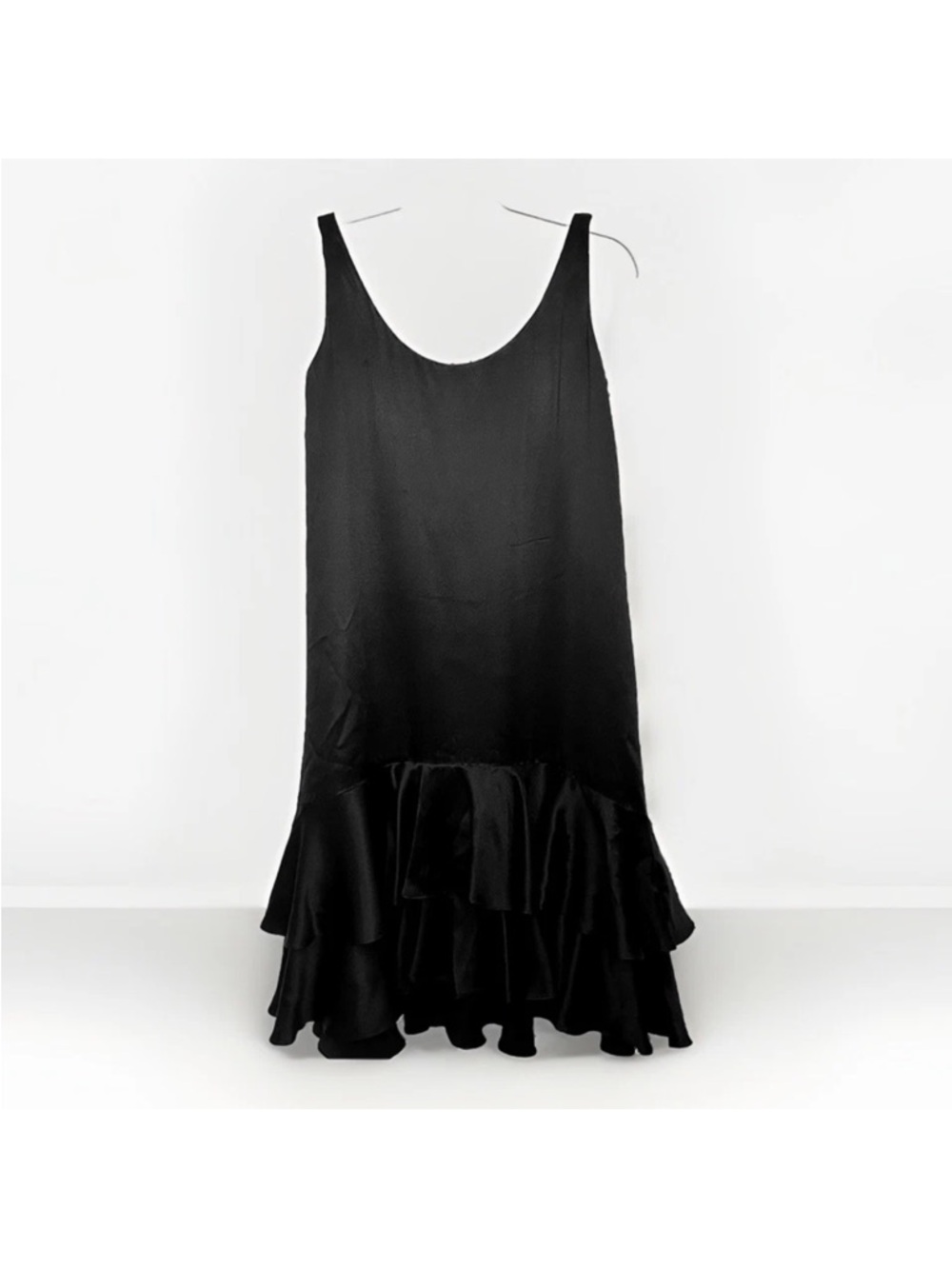 100% Silk Midi Dress Dark Romantic Soft Goth New Year’s Party Black Size US 0